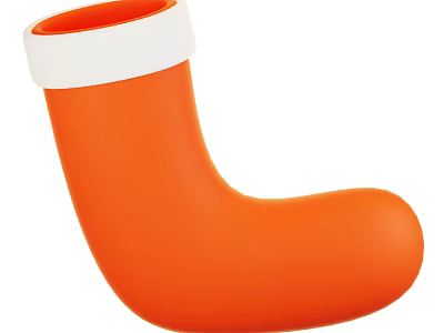 Orange Christmas Stocking With White Top Simple Festive Decorative Holiday Design 3d model