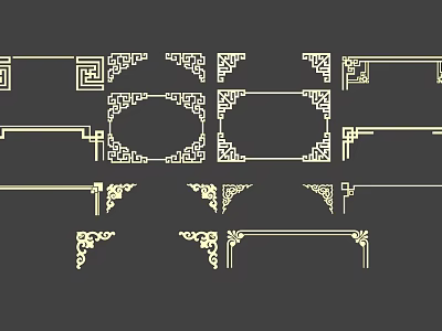 Traditional Chinese Decorative Borders With Classic Corner Ornaments And Frame Patterns 3d model