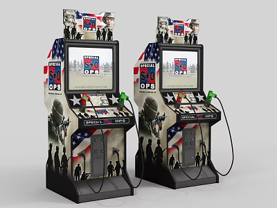 Entertainment Appliances Two Arcade Machines Featuring American Flag Design and Screen with 50 OPS 3d model