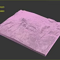 Realistic 3D Terrain Model With Green Mountain Topography And Volcanic Crater