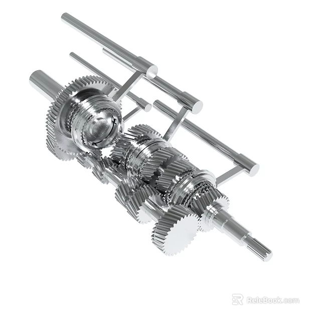 Precision Metal Mechanical Gears And Shafts Assembly For Industrial Machinery 3d model 