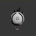 White And Red Mechanical Game Movie Character With Tentacle Limbs And Geometric Head