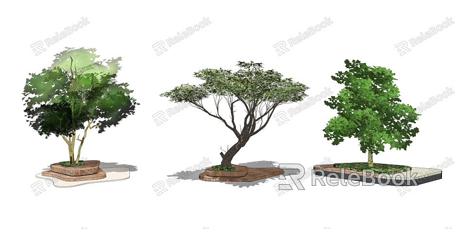 Modern tree landscape tree tree tree pool landscape seat model