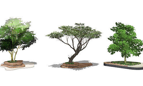 Modern tree landscape tree pool landscape seat 3d model