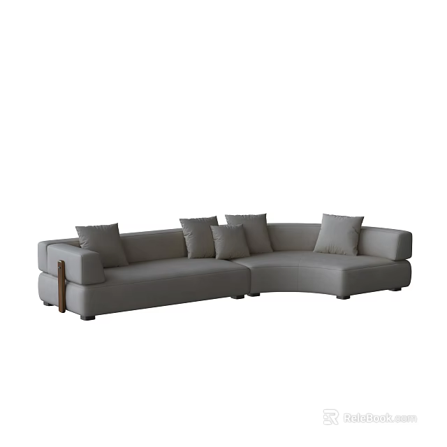 Modern Irregular Shaped Sofa In Gray Fabric Featuring Comfortable Cushions And Contemporary Design 3d model