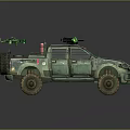 Green Military Off Road Vehicle With Reinforced Body And Roof Mounted Equipment