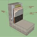 Building Component Section View With Wall Structure Insulation And Waterproof Layers 3d model