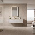 Modern Bathroom Vanity Cabinet Wall Mounted With Mirror White Design In Elegant Bathroom Interior