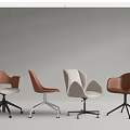 Modern Office Chairs In Brown And White With Metal Bases And Various Designs For Workspace