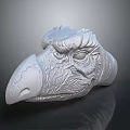 3D Bird Head Sculpture With Detailed Texture Gray Material And Realistic Features 3d model