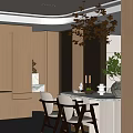 Elegant Modern Restaurant Interior With Marble Dining Table Golden Chandelier And Green Plant Decor