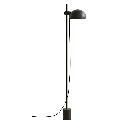 Modern Black Floor Lamp With Sleek Slim Pole And Round Shade Design 3d model