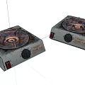 Two Old Worn Gas Stoves As Essential Kitchen Cooking Appliances 3d model