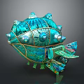 Turquoise Artistic Decorative Object With Bulbous Design Intricate Texture And Colorful Details