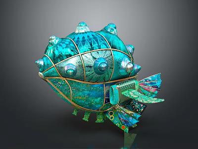 Turquoise Artistic Decorative Object With Bulbous Design Intricate Texture And Colorful Details 3d model
