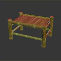 Wooden Stool With Slatted Seat And Sturdy Four Legs Simple Design