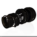 3D Rendered Mechanical Equipment Component with Stacked Black Rings and Silver Central Shaft