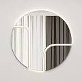 Modern Round Illuminated Mirror With Sleek Geometric Frame And LED Lights 3d model