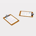 Brown Clipboards With Metal Clips Holding Documents On White Background