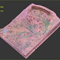 Garden Landscape Model With Colorful Terrain Green Vegetation And Blue Water Area