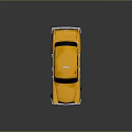 Classic Yellow Vintage Taxi with Retro Design and Reflective Surface