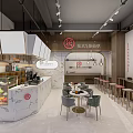 Huayi Hui Tea Shop Interior With Marble Counter Tables Chairs And Floral Decor