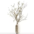 Modern Decorative Ornament Set with Ceramic Vases and Dried Branches on Floating Shelf 3d model