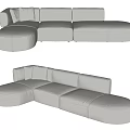 Modern Sectional Sofa With Light Gray Upholstery Modular Design And Plush Cushions 3d model