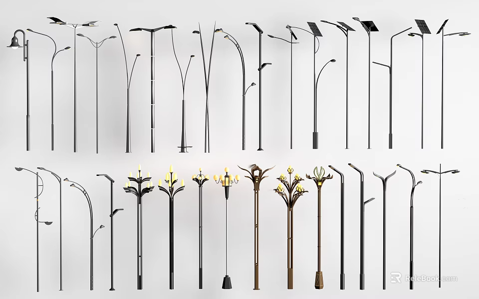 Outdoor Lights Various Modern Classic Designs For Garden Street And Exterior Spaces 3d model 