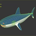 Blue and White Shark Toy Model with Gray Gradient Background and Reflection 3d model