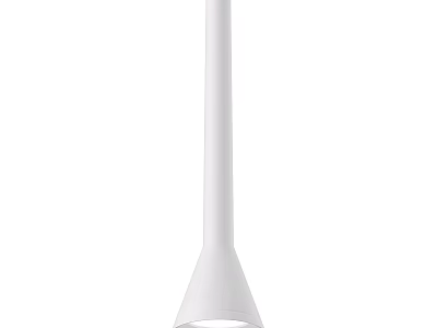 Modern White Pendant Light With Sleek Slender Rod And Conical Shade For Home Interior Lighting 3d model