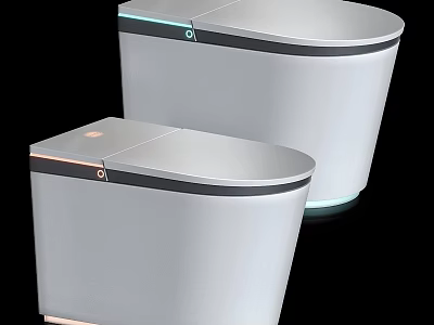 Sleek Modern Toilet Design With White Body Gray Trim And Ambient LED Lights 3d model