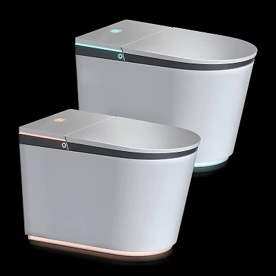 Sleek Modern Toilet Design With White Body Gray Trim And Ambient LED Lights 3d model