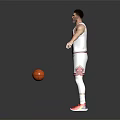 A Man in White Bulls Jersey Number 8 with Basketball White Leggings and Red Sneakers