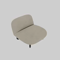 Modern Single Sofa With Light Beige Fabric Round Shape And Dark Wooden Legs