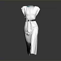 Man Modeling White Polka Dot Dress With Black Belt On Gray Gradient Reflective Floor