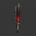 Red Classic Motorcycle With Black Seat Headlight And Spoked Wheels Design