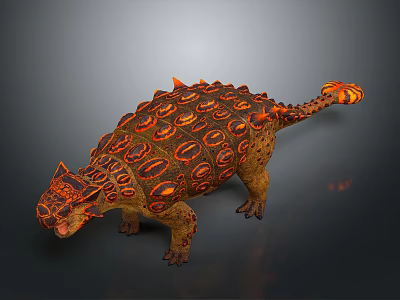 3D Rendered Lava Textured Armored Ankylosaurus With Spiked Back And Tail Club 3d model