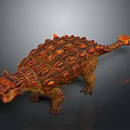 3D Rendered Lava Textured Armored Ankylosaurus With Spiked Back And Tail Club