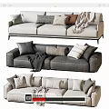 Modern double sofa multiplayer sofa corner sofa 3d model