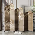 Chinese Style Decorative Room Divider With Bamboo Leaf Pattern For Elegant Interior 3d model
