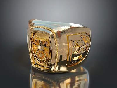 Shiny Gold Engraved Ring With Intricate Patterns For Daily Lifestyle Accessory 3d model