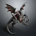 Mechanical Dragon Character As Mythical Creature 3D Model With Wings Sharp Claws And Open Mouth