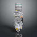 Advanced Medical Device with Precision Metal Components 3D Rendered Structural Design and Yellow Accent Parts