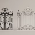 Classic Wrought Iron Gates With Intricate Patterns Arched Top And Columns