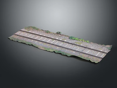 Detailed Railroad Track Model With Multiple Tracks And Green Scenic Layout Design 3d model