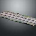 Detailed Railroad Track Model With Multiple Tracks And Green Scenic Layout Design