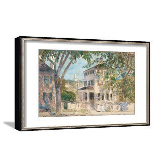 European-style architectural painting neoclassical green living room historical painting natural landscape 3d model