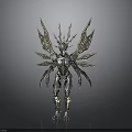 Silver Armored Character And Fantasy Creature With Spiked Head And Multiple Wings