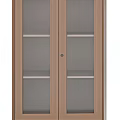 Wooden Filing Cabinet With Glass Doors And Storage Shelves Modern Design
